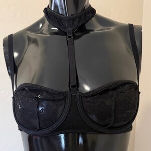 Chic Black Lace Choker Bra